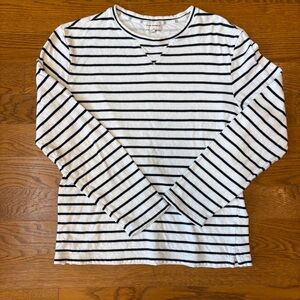 Club Monaco Black and White Striped Long Sleeve Tee